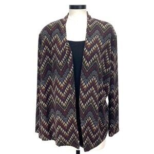 Morgan City Women's Size 2X Open Front Cardigan Sweater w/ Attached Tank Stretch